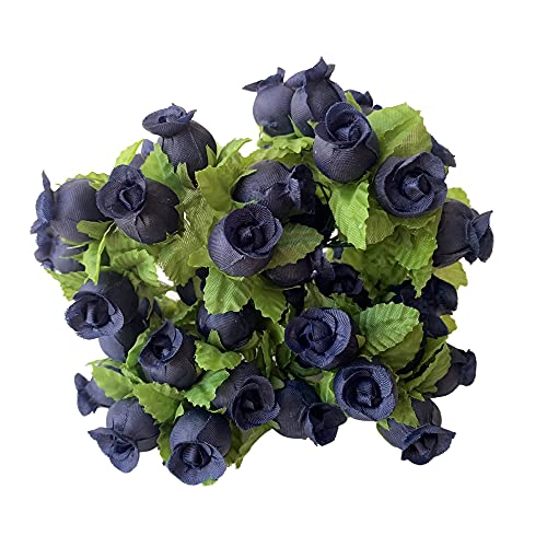 GiftWrap Etc. Navy Blue Artificial Silk Flower Roses - 12 Mini Bouquets of 12 Rosebuds, 144 Rosebuds Total, 4th of July, America 250, Wedding, Reception, Anniversary, Favors, Wreath, Bridal Shower - color: Navy Blue