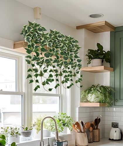 24" Artificial Hanging Plant Ivy Vine Green Plants Decorative Artificial Plants Fake Hanging Plants for Window Wall Decorations - color: Ivy, size: 42-inch