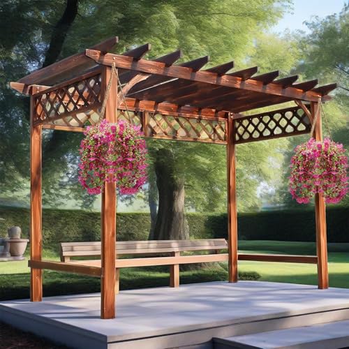 Musdoney 4PCS Artificial Hanging Flowers, Fake Hanging Plants Morning Glory Vines UV Resistant for Wall Home Room Garden Wedding Indoor Outdoor Spring Summer Decoration (Fuchsia) - color: Fuchsia