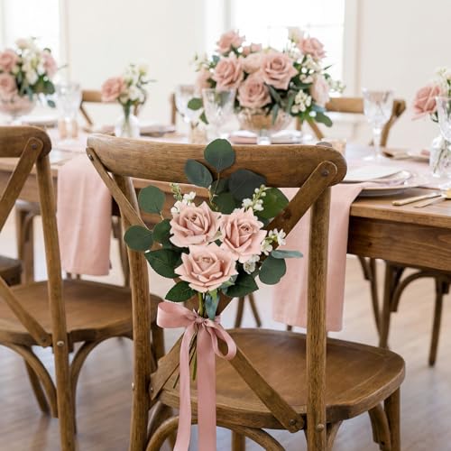 IPOPU Dusty Brown Roses Artificial Flowers,2 Bouquets Realistic Fake Roses Real Touch Faux Roses with Stems for Wedding Home Party Table Centerpieces Decoration (Dusty Brown) - color: Dusty Brown