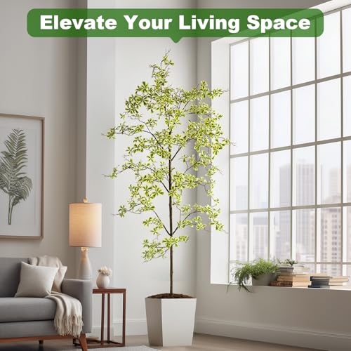 Bailikang 8FT Artificial Black Olive Tree Artificial Olive Plants, Tall Faux Olive Tree Faux Silk Plant Fake Plant Ultra-Realistic Silk Leaves & Natural Trunk Indoor Outdoor Use - color: White Olive Tree, size: 8ft