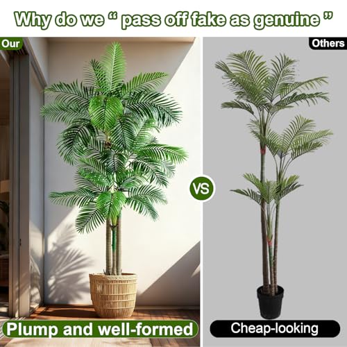 Large Artificial Palm Tree Big Faux Tropical Trees Indoor Outdoor Realistic Floor Plants Tall Fake Plant for Home Living Room Office Decor Porch Outside Patio arboles para Modern Farmhouse decoracion - color: Multi Pole Palm Tree, size: 9ft