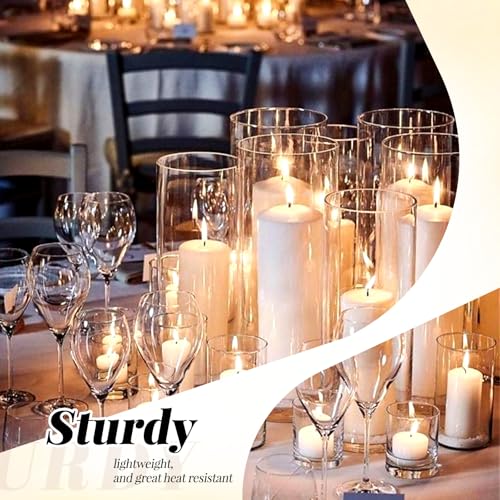 12Pack Glass Cylinder Vases for Centerpieces - 8 Inch Tall Flower Vase for Wedding Decorations, Floating Candle Holder Vase Bulk,Glass Hurricane Candle Holders for Table Shelf, Party, Home Decor - size: 3.35×8inch