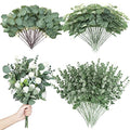 Giegxin 180 Pcs 3 Kinds Mixed Artificial Eucalyptus Leaves Stems Bulk Silver Dollar Leaves Picks Dried Eucalyptus Bundle Faux Spray for Wedding Vase Bouquet Floral Arrangement (Green) - color: Green