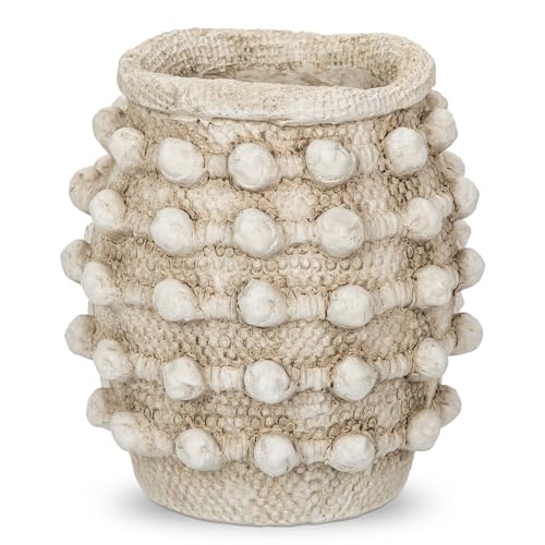 Rustic Farmhouse Vase, Boho Beige Vase for Pampas Grass Small Textured Knotted Vases for Flowers Decorative Cement Floral Vases for Home Decor, Living Room, Dining Table - color: Beige