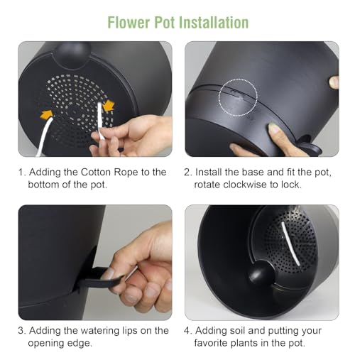 Meowell 12 inch Large Self Watering Pots for Indoor Outdoor Plants, Flower Plant Pots with Mesh Drainage Holes for Garden House Plants, Plastic Planters with Reservoir for Home Decor, Black - color: Black, size: 12inch A