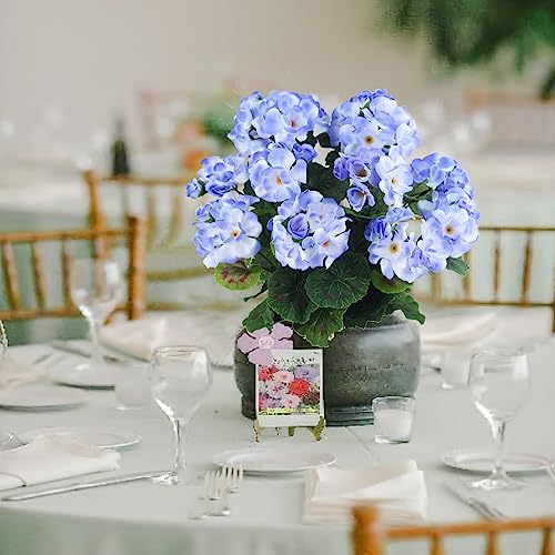 CISDUEO 2 Pcs Artificial Geraniums Outdoor Silk Flowers Light Purple Artificial Geranium Bush Faux Flowers Geraniums for Floral Home Decor Indoor Garden Patio Grave Cemetary Vase Table Centerpiece - color: Purple