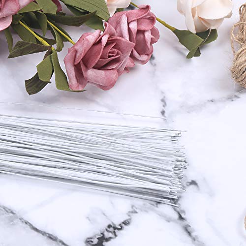 CCINEE 24 Gauge White Floral Wire Stem for Flower Arrangement Craft Supply,16 Inch,200PCS - color: #24 White
