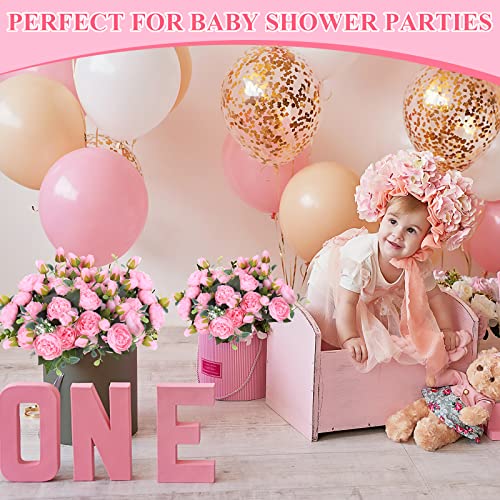 Yunsailing 8 Pack Artificial Peony Flowers Faux Silk Hydrangea Bouquet Wedding Home Table Decor Reusable Bouquet of Rose Flower for Birthday Wedding(Light Pink) - color: Light Pink, style: Peony