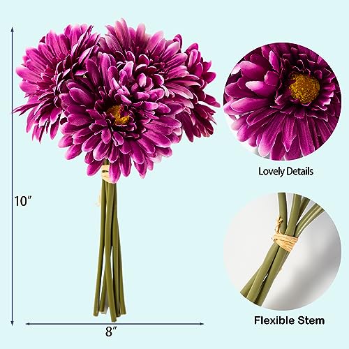 TOPIA Artificial African Daisies Flowers African Daisy Silk Flowers Artificial Gerbera Daisies Pack of 10 (Purple) - color: Purple, size: 10pcs