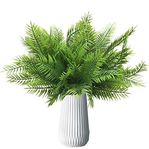 Artificial Ferns Plants, Fake Plastic Fern Leaves Shrubs Faux Plant Bushes for Outdoor Indoor Greenery Grass Home Garden Decor UV Resistant Table Arrangements DIY Decoration Planting Filler - 4 Pack - color: Persian Leaves / 4 Pack