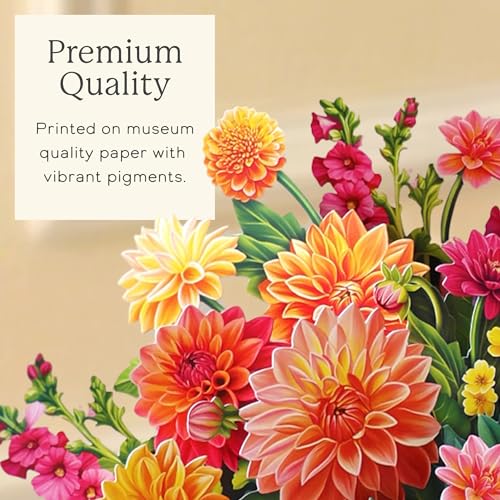 Freshcut Paper Mini Dahlia Sunrise 5.5 Inch Life-Sized 3D Pop Up Cards – Greeting Card, Birthday, Mothers Day, Thank You, Gifts for Mom and Her – Includes Notecard and Envelope - color: Dahlia Sunrise, size: Mini
