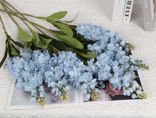 IPOPU 6PCS Blue Snapdragon Artificial Flowers 31.50" Delphinium Fake Flowers Long Stem Antirrhinum Majus Silk Flowers Larkspur Faux Flower for Home Wedding Decorations Floral Arrangement (Baby Blue) - color: Baby Blue