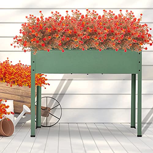 Grunyia Artificial Fall Flowers, Fake Outdoor UV Resistant Autumn Plants for Home Kitchen Christmas Festival Thanksgiving Autumns Decoration(Fall Orange) - color: Fall Orange-eucalyptus