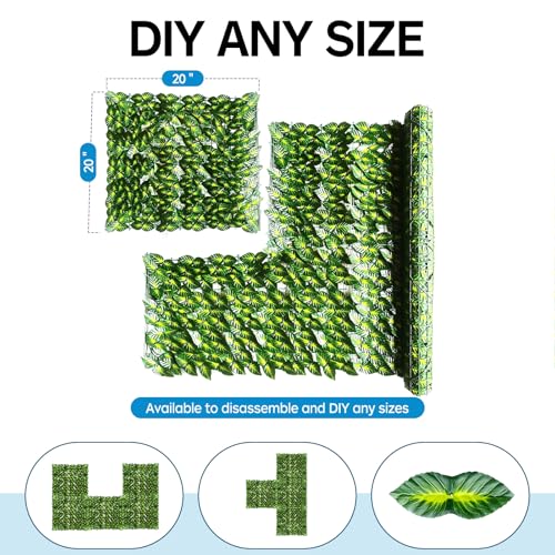 Artificial Ivy Privacy Fence Screen,39.4" X 158" UV-Anti Fake Leaves Plant Vine,Privacy Hedges Wall for Indoor Outdoor Garden Backyard Decor,Color Printing Green Perilla Leaves - color: Color Printing Green Perilla Leaves, size: 39.4"x158"