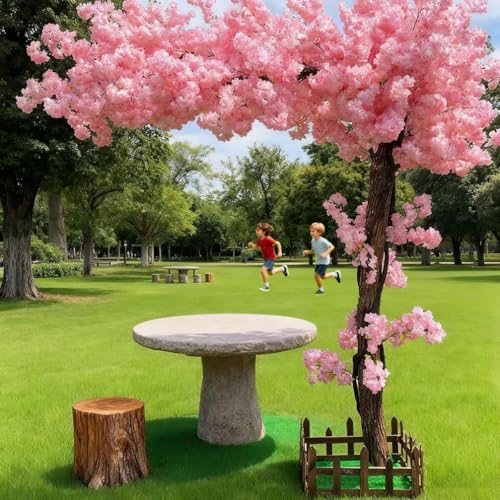 Artificial Cherry Blossom Tree Indoor Outdoors, Faux Cherry Blossom Tree ,Christmas Big Fake Cherry Trees for Living Room Wedding Party Office Shopping Hotel Restaurant Home Decor,Pink,1.8*1.5m/5.9*4 - color: Pink, size: 1.8*1.5m/5.9*4.9ft