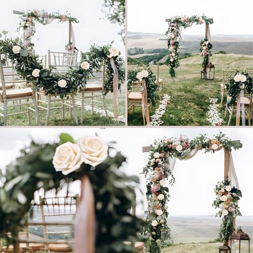 100PCS Champagne Realistic Roses - Artificial Latex Foam Flowers with Bendable Stems & 24PCS Leaves for Wedding, Home and Party DIY Decor - color: Champagne, size: 100