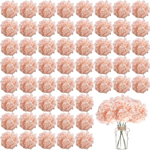 WEISPARK 100PCS Artificial Hydrangea Flowers, Fake Flowers Silk Hydrangea Full Flowers Heads with Stems for Wedding Home Party Shop Baby Shower Decor (Light Pink) - color: Light Pink