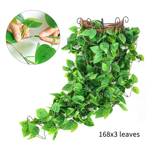 3pcs Artificial Hanging Plants, 3.6ft Fake Ivy Vine for Wall House Room Indoor Outdoor Decoration (No Baskets)
