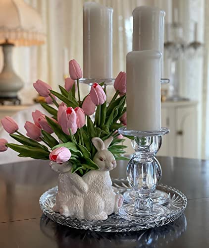 Beferr Pink Tulips Artificial Flowers 18Pcs Faux Tulip Real Touch Tulip Fake Flowers Bouquets Arrangements for Mothers Day Spring Easter Wedding Home Table Decor Pink - color: K-18pcs-1colors-pink, size: 18PCS