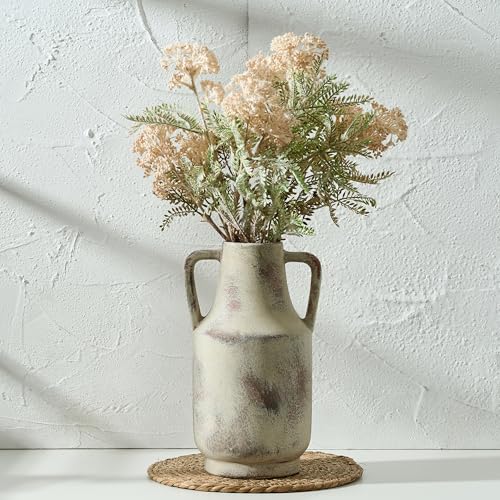SIDUCAL Ceramic Rustic Flower Vase with Handles | 12 inch Tall Vase for Farmhouse Home Wedding Table Centerpieces, Large Decorative Terracotta Vases for Home Decor, Living Room,Shelf Decor, Terra - color: 112-terra