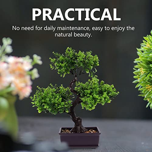 EXCEART Artificial Bonsai Tree, Plastic Plants Bonsai Ornament for Desktop Wedding Decor, Green Faux Bonsai Tree - color: Green