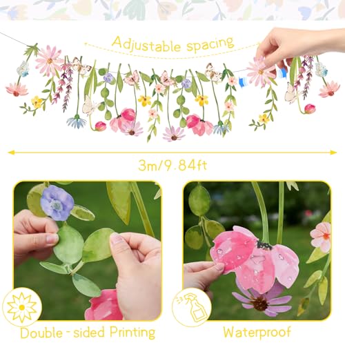 Butterfly Banner Wildflower Party Decorations Paper Flower Leaves Banner Butterfly Garland for Wall Decoration Spring Baby Shower Wedding Backdrop Decorations - color: Butterfly
