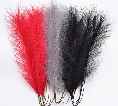LSKYTOP Red Pampas Grass Decor,23Inch 12pcs Faux Pampas Grass Bouquets Artificial Pampas Fake Pampas Flower for Home Living Room Bedroom Vase Decor - color: Red 12pcs