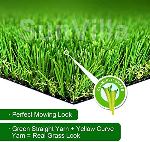 SunVilla 3'X45' Artificial Grass Realistic [Customized Sizes] Grass Height 1 3/8" Indoor/Outdoor Artificial Grass/Turf Many Sizes 3FTX45FT (135 Square FT) - color: 3ft, size: 3FT X 45FT (135 Square FT)