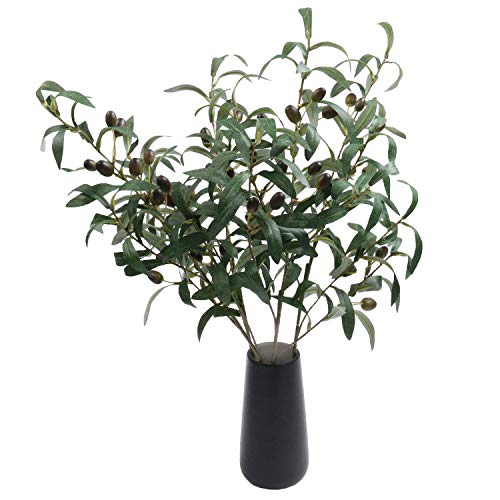 SHACOS 4 PCS 28 inch Artificial Olive Branches for Vases Greenery Olive Stems Faux Tree Branch Twig for Home Wedding Shop Office Garden Decor DIY Floral Crafts - size: 28" Tall