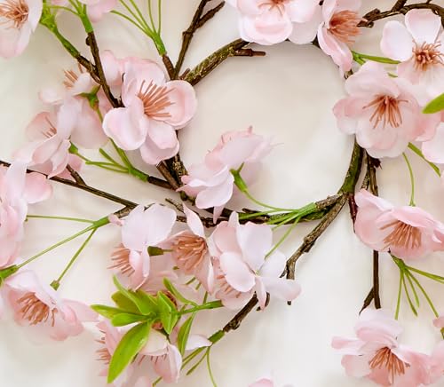 3.25" Inner Diameter Artificial Flower Cherry Blossom Pillar Candle Ring, Set of 2