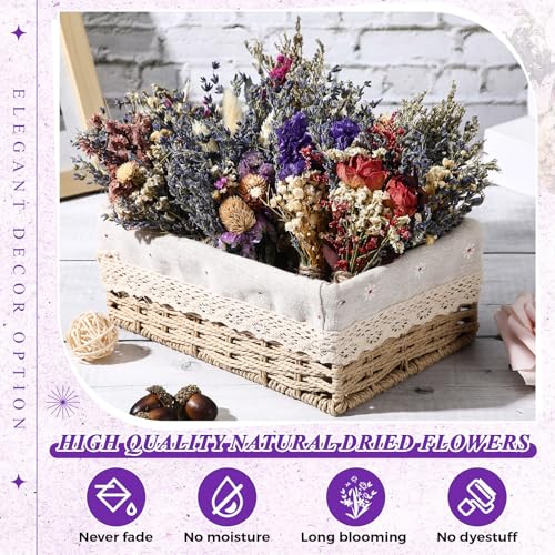 Layhit 24 Pcs Boho Dried Flower Bouquet Mini Wedding Handmade Dry Flowers Decor for Vase Crafts DIY Photo Boutonniere for Men Floral Plant for Bridesmaid Gift Birthday Decor (Lavender) - style: Lavender