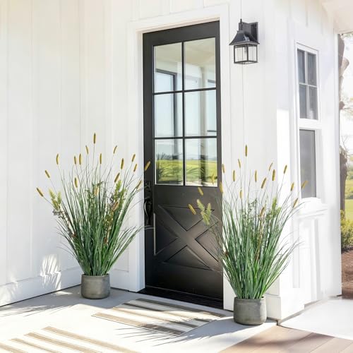 2 Pack Lifelike Faux Plastic plantas Synthetic Pampas Grass Indoor Outdoor Realistic Floor Plants pet Friendly Artificial Grass for Home Office Wedding Patio Fake Grass Decor Housewarming Gift - color: Artificial Foxtail Grass, size: 3FT