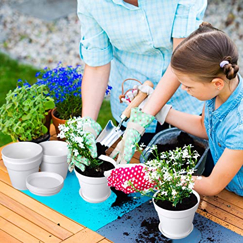 Mumufy 54 Pack 4 Inch Plant Pots Bulk Small Planter with Drainage Hole and Saucer Small Plastic Pots for Flowers Succulent Cactus and All House Indoor(White) - color: White