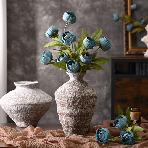 Waipfaru 6 Pcs Faux Peonies Artificial Flowers for Vase, 27" Fake Silk Peonies Flowers for Wedding, Vase Filler Blue Flowers for DIY Bouquets Centerpieces Bridal Shower Office Decor - color: Blue, size: 6Pcs