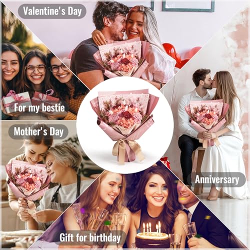 Large Preserved Roses Bouquet - Eternal Flowers Gift Box,Long-Lasting Real Roses,Flower gift box packaging,Birthday,Anniversary For Wife,Mom,Perfect for Valentine's Day,Mother's Day,Wedding (Red) - color: Red