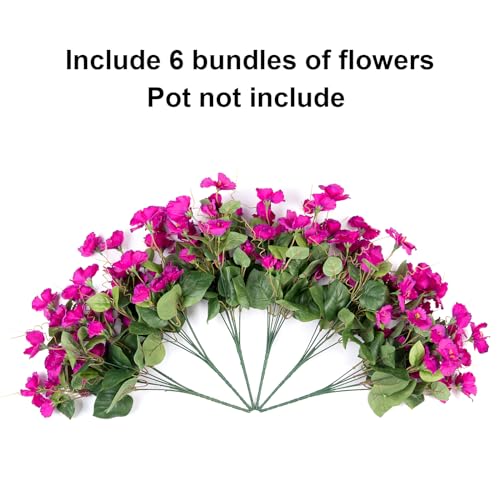 Hoppwodd Hibiscus Artificial Flowers for Outdoors Spring Decoration, 6 Bundles Faux Silk Flowers UV Resistant Look Real Artificial Tropical Flower Fake Plants for Outside Planter Porch Patio, Fuchsia - color: Fuchsia