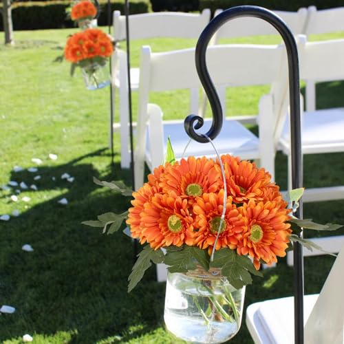 IPOPU 14 Pcs Artificial Gerbera Daisy Flowers 2 Bundles Orange Fake Daisy with Stems Faux Silk Daisy Flowers for Wedding Bridal Bouquet Party Floral Arrangements Home Decoration (Orange) - color: Orange