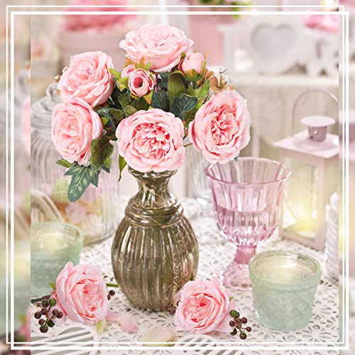 8 Bundles Artificial Peonies Flowers Boho Faux Flowers Arrangements Artificial Centerpiece Spring Bouquet Floral Wedding Decoration for Vase(Pink) - color: Pink