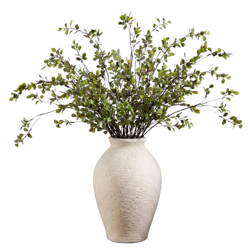 Zeyune 6 Pcs Artificial Ficus Branches 40'' Long Spring Faux Eucalyptus Stems Plastic Fake Greenery Branches for Vase Filler DIY, Wedding Home Office Modern Minimalist Indoor Outdoor Decor, No Vase - color: Green, size: Classic Style
