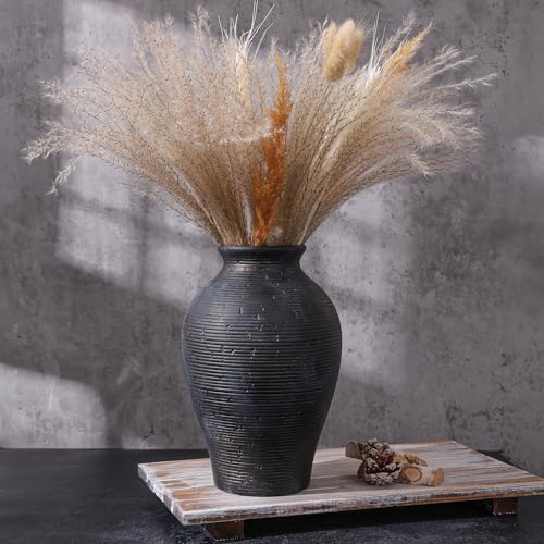 Ceramic Flower Vase Home Decor, 9 in Farmhouse Table Vases Rustic Vintage Living Room Kitchen Bedroom Pottery Decorative Vases for Flowers House Shelf Office Coffee Desk Dining Entryway, Black Gold - color: 9 in - Black Gold