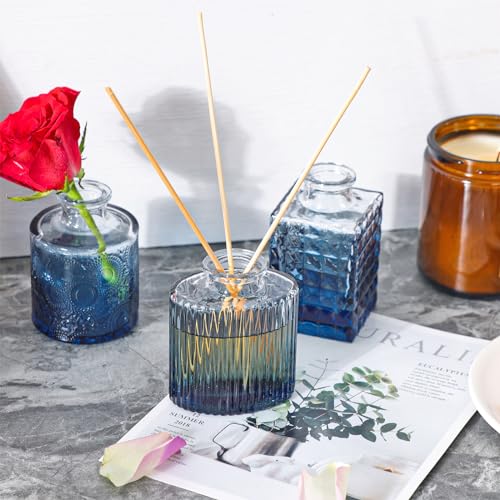 Fixwal 36 Blue Bud Vases Glass Bud Vase Set, Small Vases for Flowers, Bud Vases for Centerpieces Mini Flower Vases in Bulk for Rustic Wedding Decorations Vintage Look Home Table Decor (Blue) - color: Blue, size: 36pcs