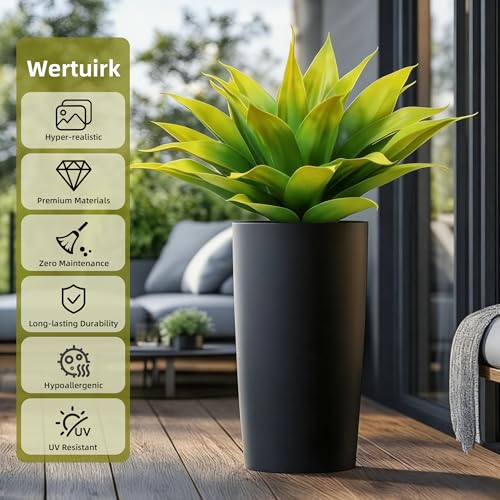 Wertuirk 28 Inch Artificial Agave Plant, Realistic Faux Succulents with Vibrant Color, UV Resistant & Low Maintenance for Indoor Outdoor, Home, Garden, Patio, Office Decor (Yellow, Extra Large) - color: Yellow, size: X-Large