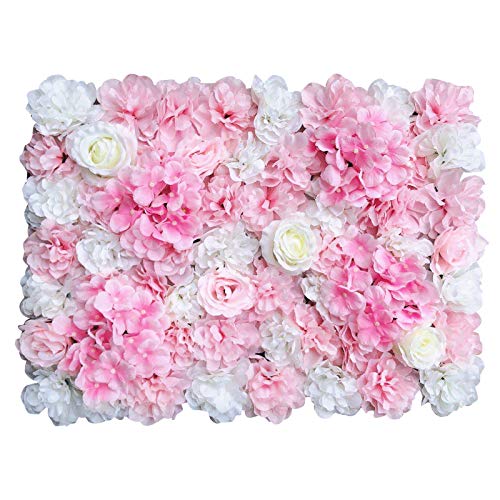 DNYSYSJ Flower Wall 12PCS 23.62'' x 15.75'' x 0.79'' Rose Flowers Panel Artificial Dahlia Wall Backdrop for Garden Patio Wedding Stage Baby Girls Room, Gradient Pink - color: Gradient Pink, size: 12 pieces
