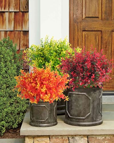 RECUTMS 8Pcs Ferns Artificial Plants Artificial Plants & Greenery Artificial Boxwood Plants Outdoor Uv Resistant Greenery for Outsid Faux Ferns for Outdoors Eucalyptus Stems for Vase(Red Eucalyptus) - color: Red Eucalyptus, size: 8 Pcs
