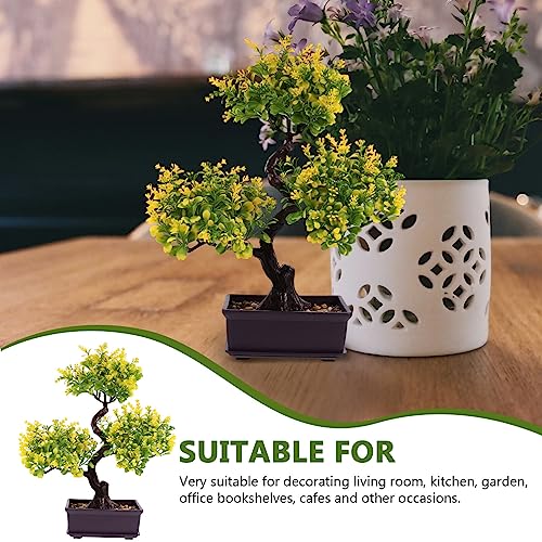 EXCEART Faux Bonsai Plastic Plant Yellow Artificial Desktop Decor - color: Yellow