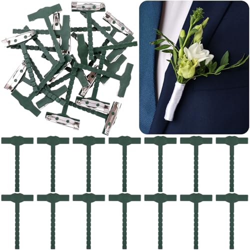 Boutonniere Safety Pins, Plastic Corsage Pins Safety Clips for Bride Groom, Tiny Boutonniere Brooch Supplies - color: Green-20pcs