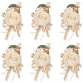 Champagne Boutonniere for Men Wedding, Set of 6, Groom and Best Man Boutonniere for Wedding Ceremony Anniversary, Formal Dinner Party and Rustic Fall Wedding Prom - color: Champagne1# Boutonniere(set of 6)