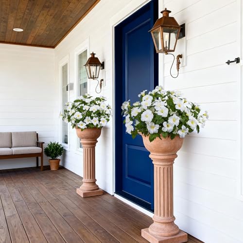 19 Inch Artificial Fake Flowers for Outdoor,4 Pcs White Faux Silk Petunias Spring Flowers for Outside for Indoor Porch Planter Front Door Garden Patio Window Box Home Decor - color: White