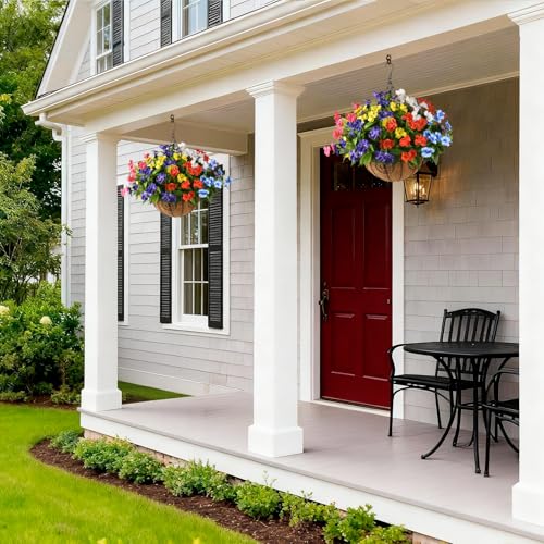 Hommyea Artificial Fake Flowers for Outdoor, 6 Bundles UV Resistant Faux Plants Decoration Silk Flowers No Fade Plastic Flowers for Outside Planters Home Porch Patio Yard Garden Decor - color: Mixed Color